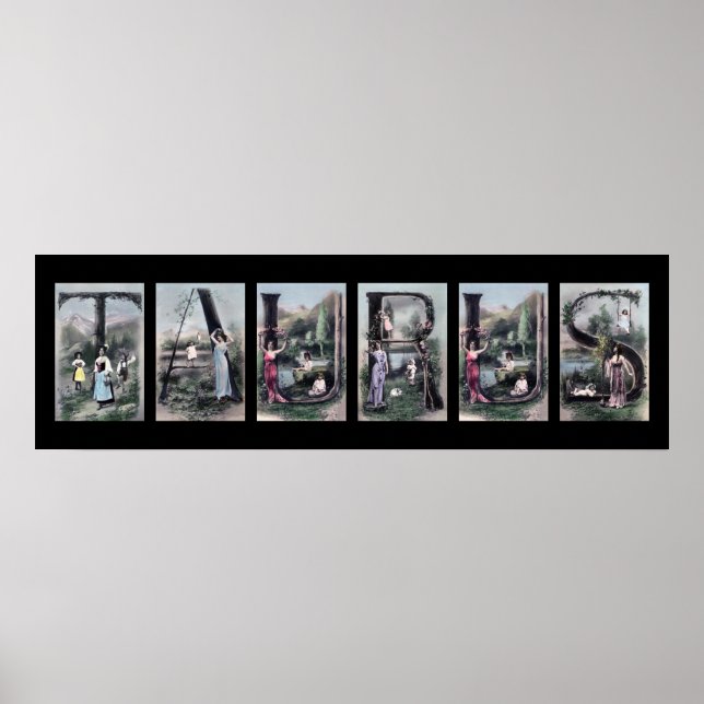 TAURUS Vintage Alphabet Letter Zodiac Sign Art (Front)