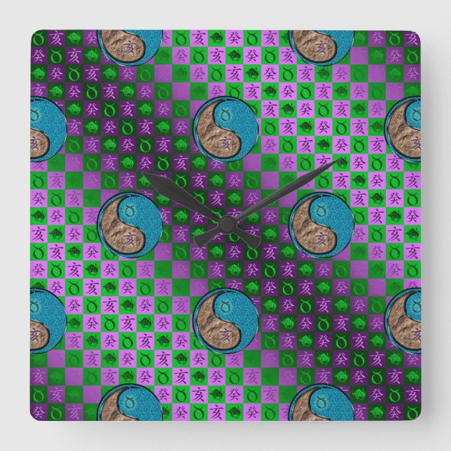 Taurus & Water Boar Square Wall Clock (Front)