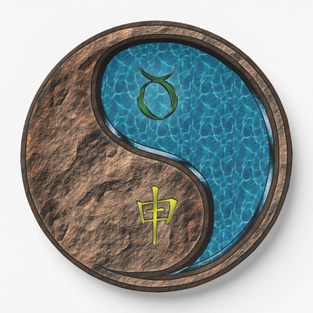 Taurus & Water Monkey Paper Plate (Front)