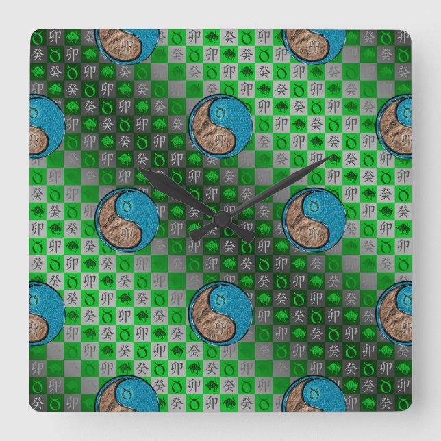 Taurus & Water Rabbit Square Wall Clock (Front)