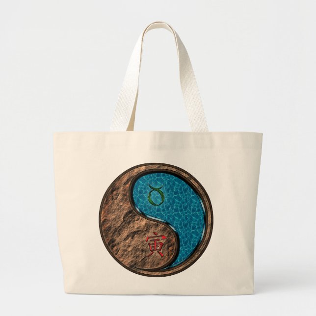Taurus & Water Tiger Large Tote Bag (Front)