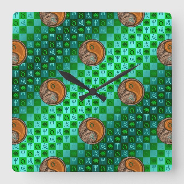 Taurus & Wood Dog Square Wall Clock (Front)