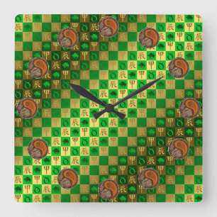 Taurus & Wood Dragon Square Wall Clock