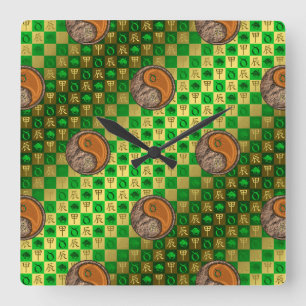 Taurus & Wood Dragon Square Wall Clock