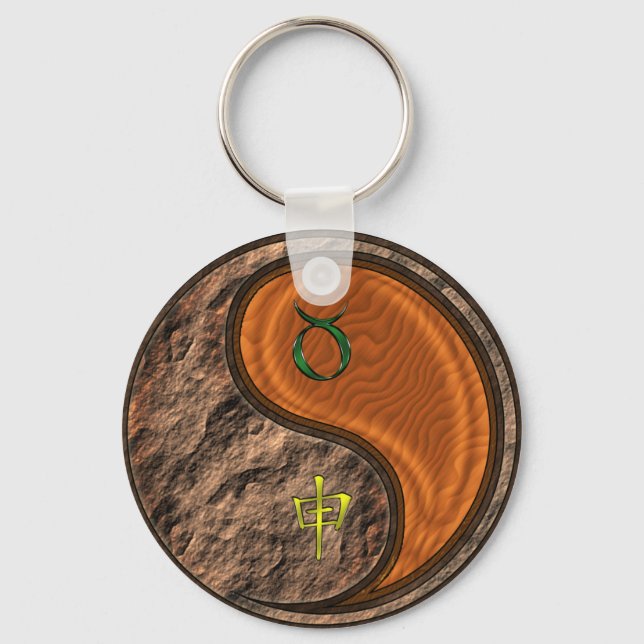 Taurus & Wood Monkey Key Ring (Front)