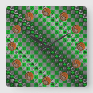 Taurus & Wood Rabbit Square Wall Clock