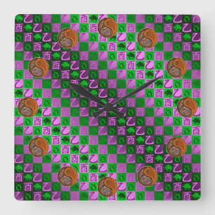Taurus & Wood Rooster Square Wall Clock