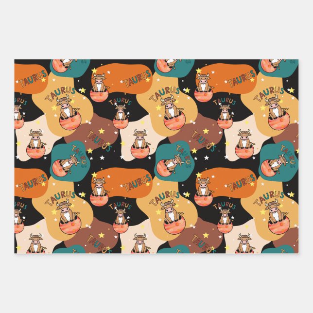 Taurus Wrapping Paper Flat Sheet Set of 3 (Front)