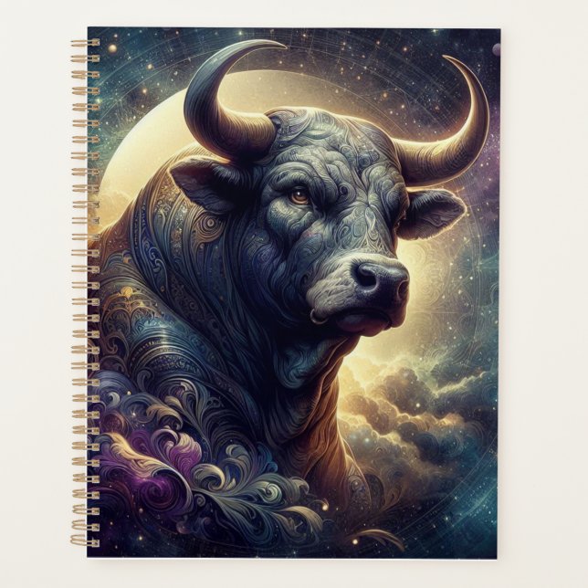 Taurus Zodiac Art - Majestic Bull Planner (Front)