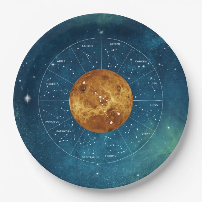 Taurus Zodiac Astrological Sign - Planet Venus Paper Plate (Front)
