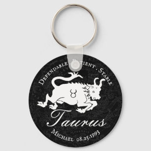 Taurus Zodiac Astrology Character Black Custom Key Ring