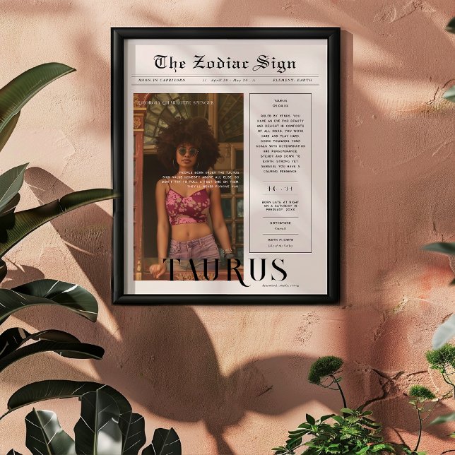 Taurus | Zodiac Astrology Photo Newspaper Poster (Creator Uploaded)