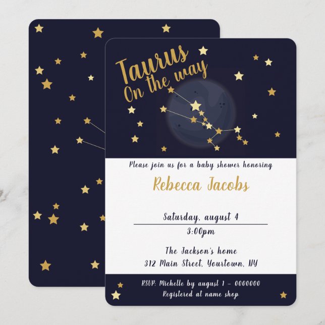 Taurus zodiac Baby Shower Invitation (Front/Back)