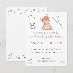 Taurus Zodiac Birth Announcement