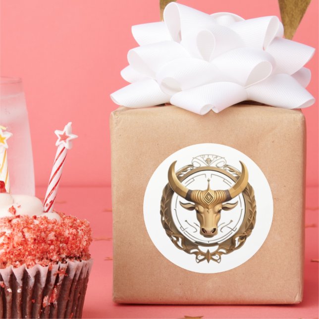 Taurus Zodiac Bull Classic Round Sticker (Party)