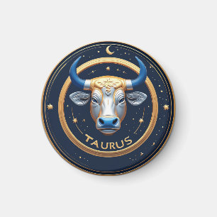 Taurus Zodiac Bull Emblem With Gold Ring Magnet