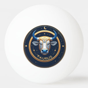 Taurus Zodiac Bull Emblem With Gold Ring Ping Pong Ball
