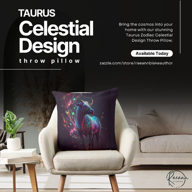 Taurus Zodiac Celestial Design Throw Pillow (Creator Uploaded)