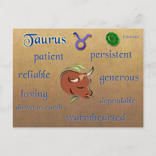 Taurus zodiac characteristics postcard