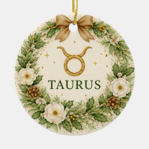 Taurus Zodiac Christmas Ornament – Winter Floral W