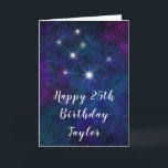 Taurus Zodiac Constellation Happy Birthday Card<br><div class="desc">This cosmic and celestial birthday card can be personalised with a name or title such as mum, daughter, granddaughter, niece, friend etc. The design features the Taurus zodiac constellation on a dark blue and purple watercolor galaxy background with scattered stars. The text combines handwritten script and modern serif fonts for...</div>