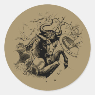 Taurus Zodiac Constellation Map Hevelius 1690 Classic Round Sticker