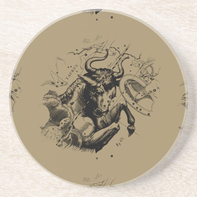 Taurus Zodiac Constellation Map Hevelius 1690 Coaster (Front)