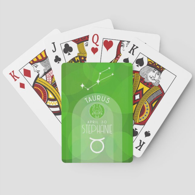 Taurus Zodiac Custom Birthday Photo Astrology Playing Cards (Back)