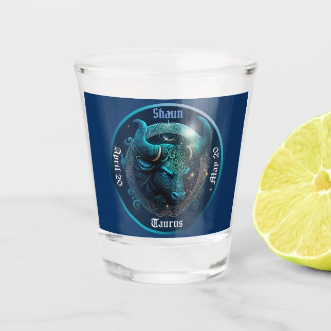 Taurus Zodiac Customisable Shot Glass (Front)