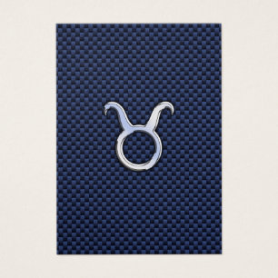 Taurus Zodiac Decor Navy Blue Carbon Fibre Print
