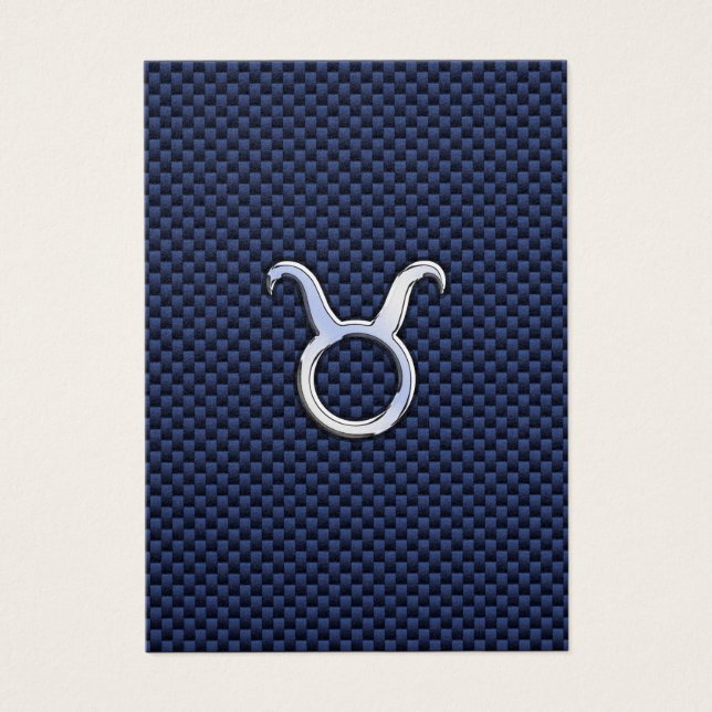 Taurus Zodiac Decor Navy Blue Carbon Fibre Print (Front)