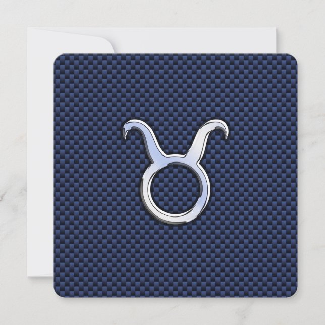 Taurus Zodiac Decor Navy Blue Carbon Fibre Print (Front)