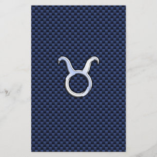Taurus Zodiac Decor Navy Blue Carbon Fibre Print Flyer