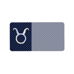 Taurus Zodiac Decor Navy Blue Carbon Fibre Print Label