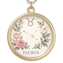 TAURUS ZODIAC FLORAL GOLD TONE