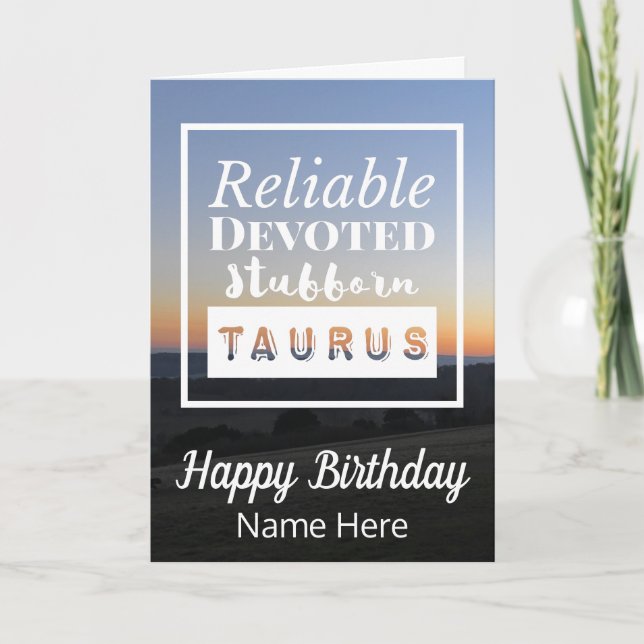 Taurus Zodiac Fun Fun Characteristics Birthday Card (Front)