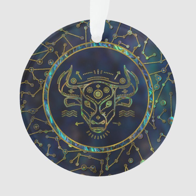 Taurus Zodiac Gold Abalone on Constellation Ornament (Front)