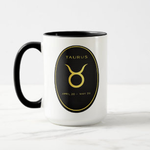 Taurus Zodiac Gold Oval Emblem Mug   Luxury Astrol