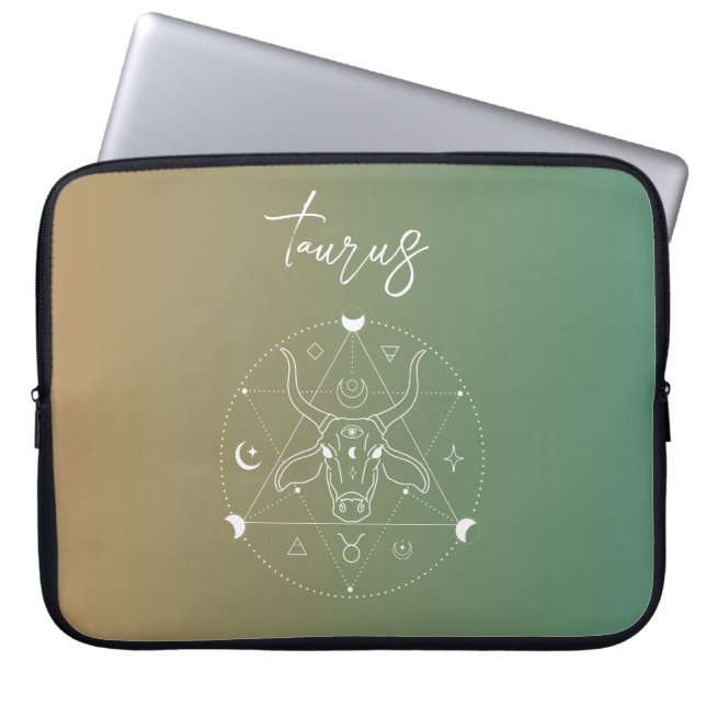 Taurus zodiac horoscope star sign gradient laptop sleeve (Front)