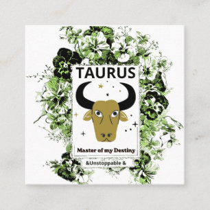 Taurus Zodiac Master of Destiny Floral Art Square Business Card