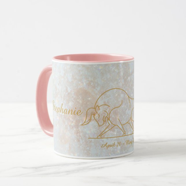 Taurus Zodiac Monogram Astrology Glitter Mug (Front Left)