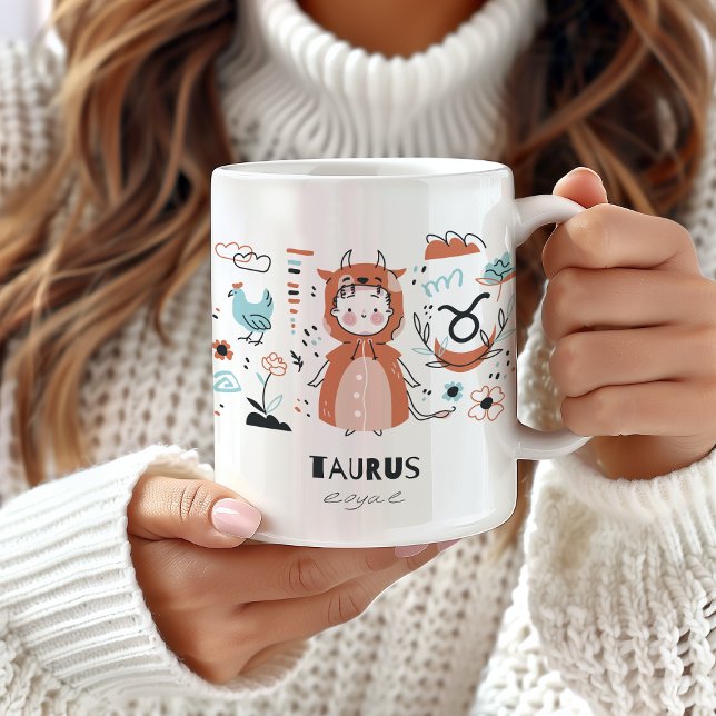 Taurus Zodiac Mug, Cute Taurus Mug, Horoscope Coffee Mug (Creator Uploaded)