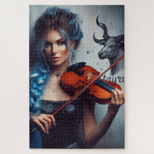 Taurus Zodiac Musician Violin Jigsaw Puzzle