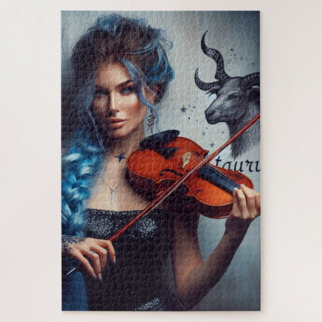 Taurus Zodiac Musician Violin Jigsaw Puzzle (Vertical)