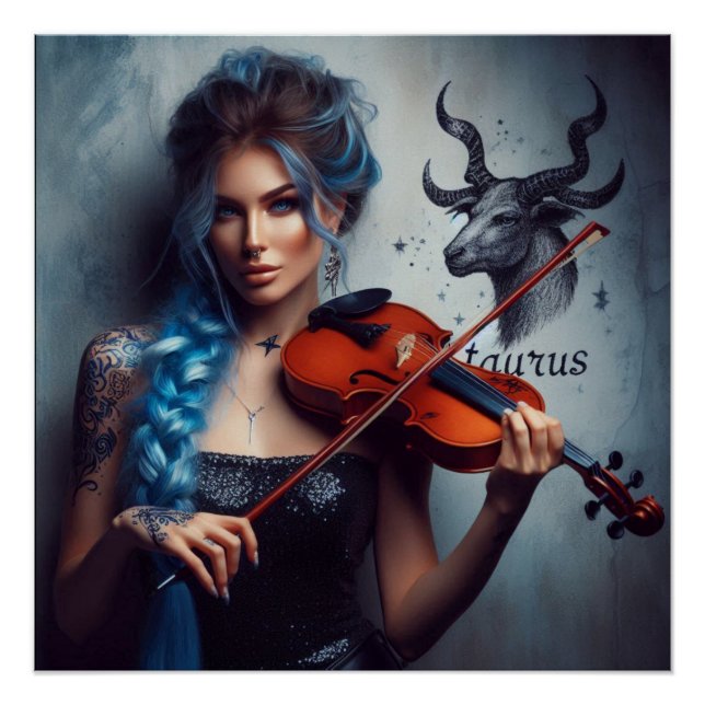 Taurus Zodiac Musician Violin Poster (Front)