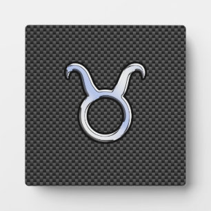 Taurus Zodiac on Charcoal Carbon Fiber Print Plaque
