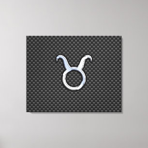 Taurus Zodiac on Charcoal Carbon Fibre Print