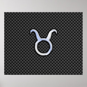 Taurus Zodiac on Charcoal Carbon Fibre Print