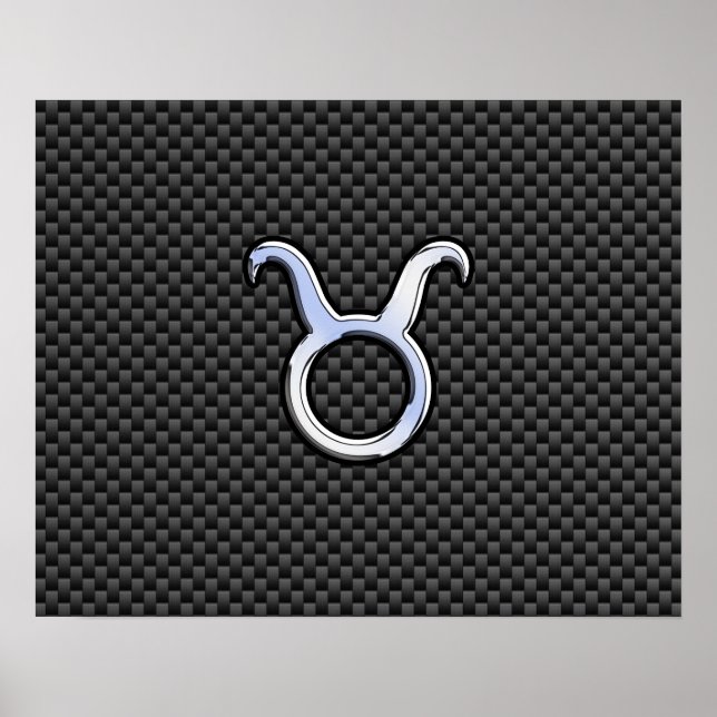Taurus Zodiac on Charcoal Carbon Fibre Print (Front)