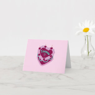 Taurus Zodiac Pastel Heart Birthday Cake Card